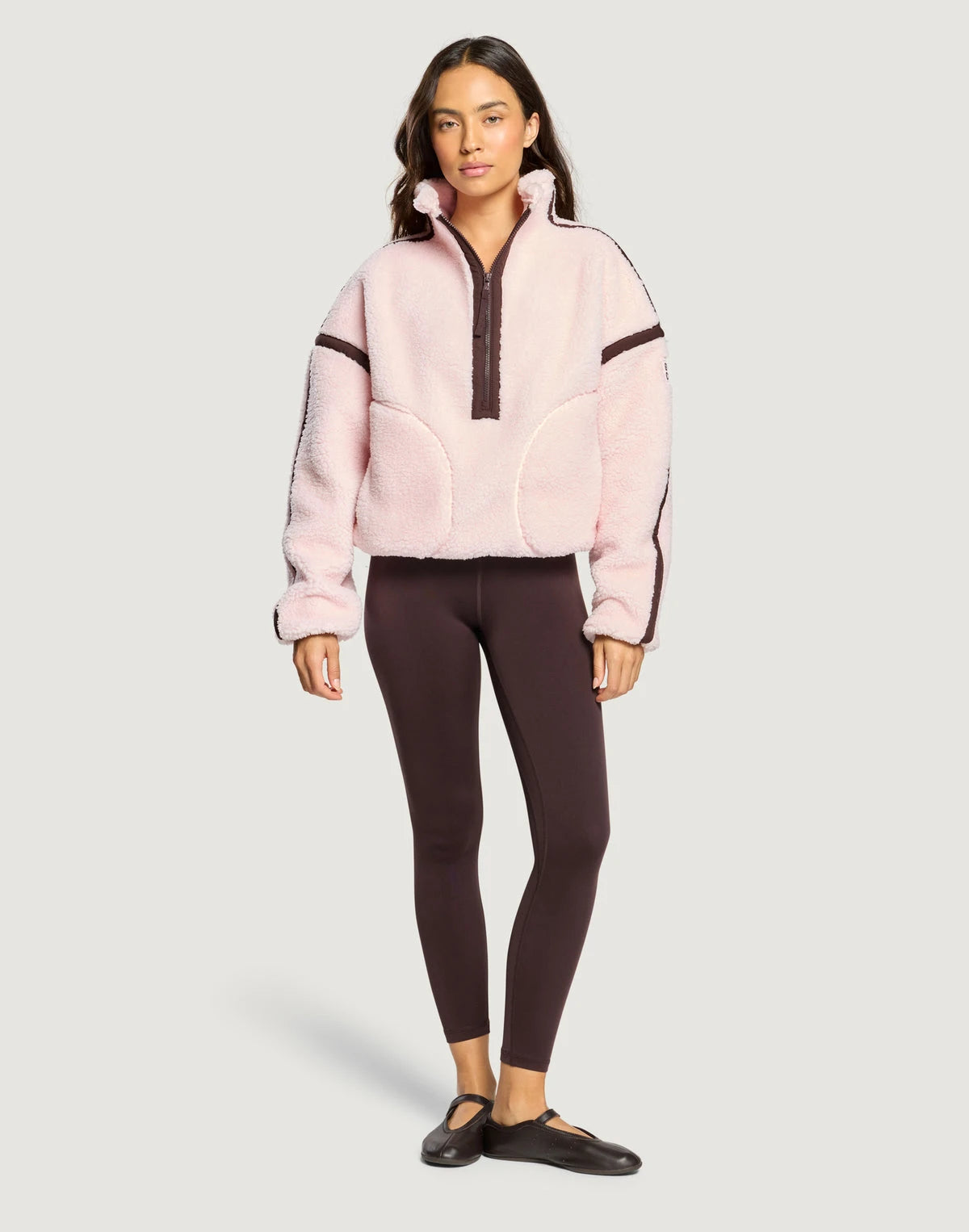 Gym + Coffee Women's Industry Fleece Half Zip in Ballet Pink