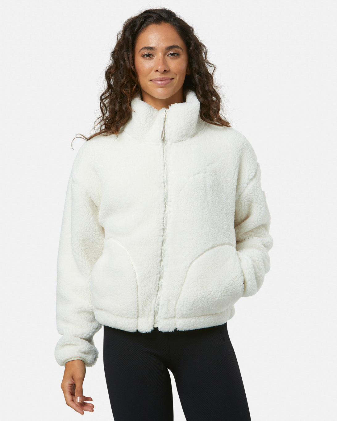 Gym + Coffee Industry Fleece High Collar Jacket W Cloud White