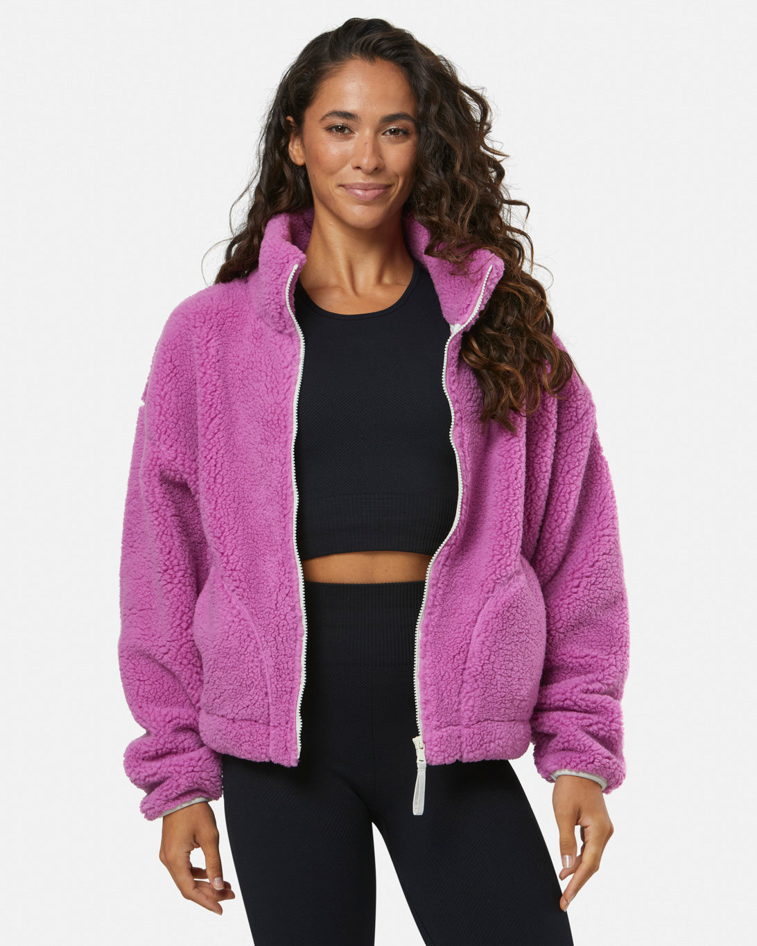 Gym + Coffee Industry Fleece High Collar Jacket W Crisp Pink