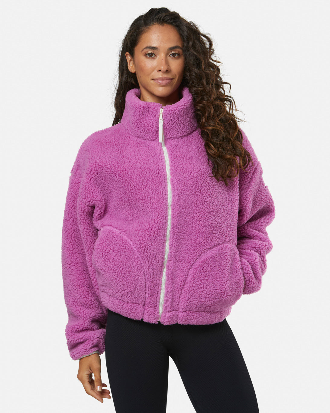 Gym + Coffee Industry Fleece High Collar Jacket W Crisp Pink