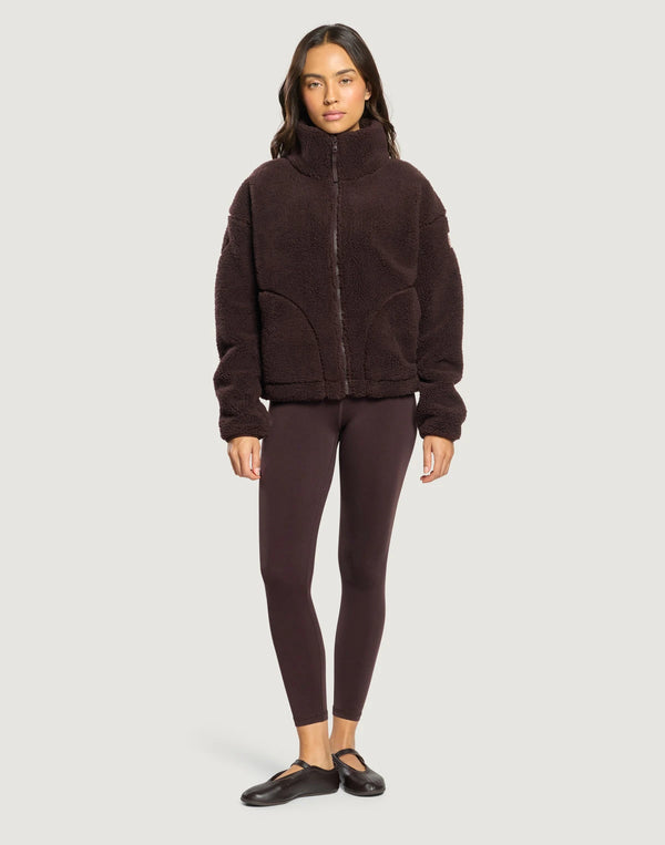 Gym + Coffee Women's Industry Fleece High Collar Jacket in Mocha Bean