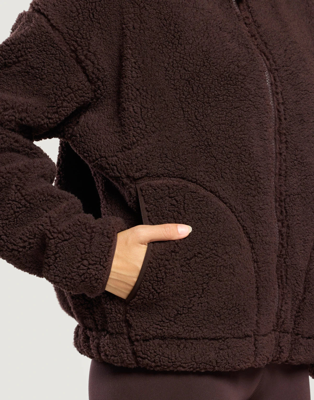 Gym + Coffee Women's Industry Fleece High Collar Jacket in Mocha Bean