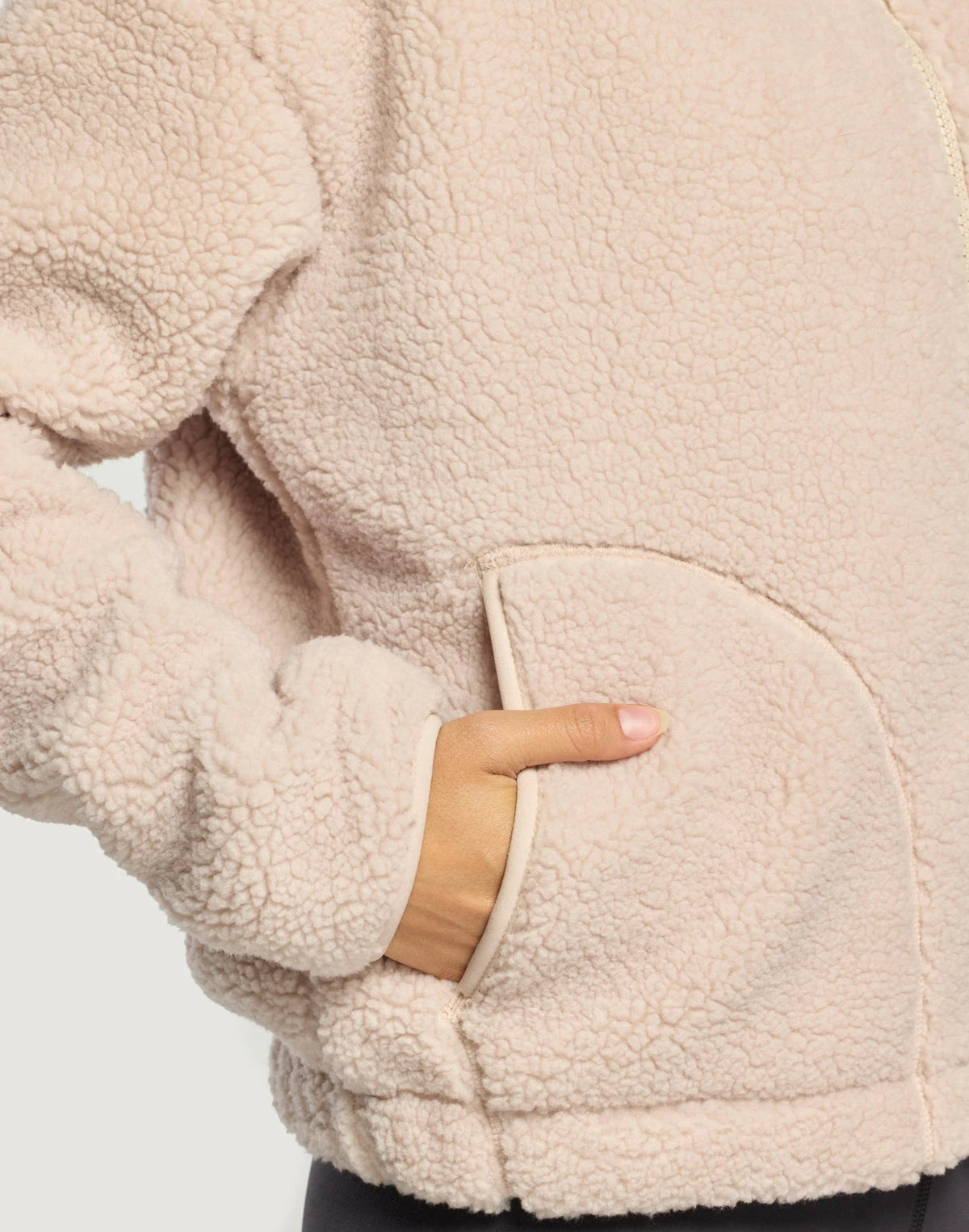 Gym + Coffee Women's Industry Fleece High Collar Jacket in Natural