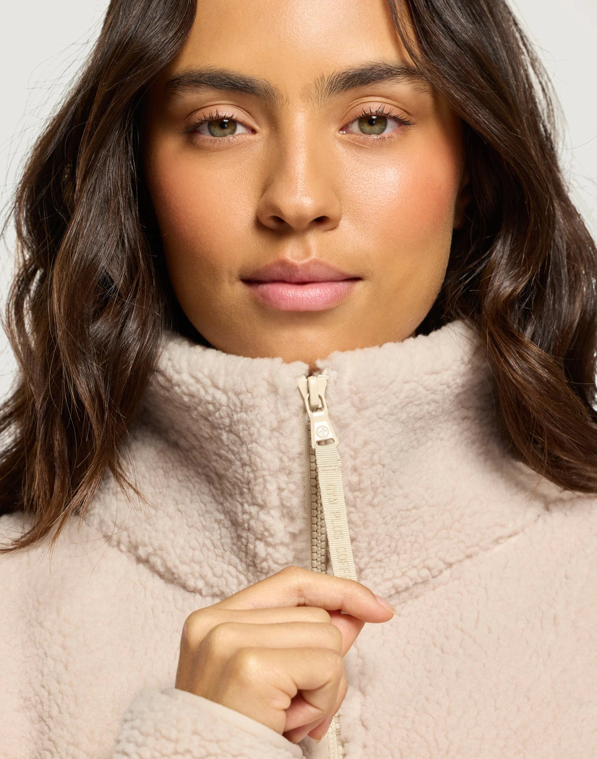 Gym + Coffee Women's Industry Fleece High Collar Jacket in Natural