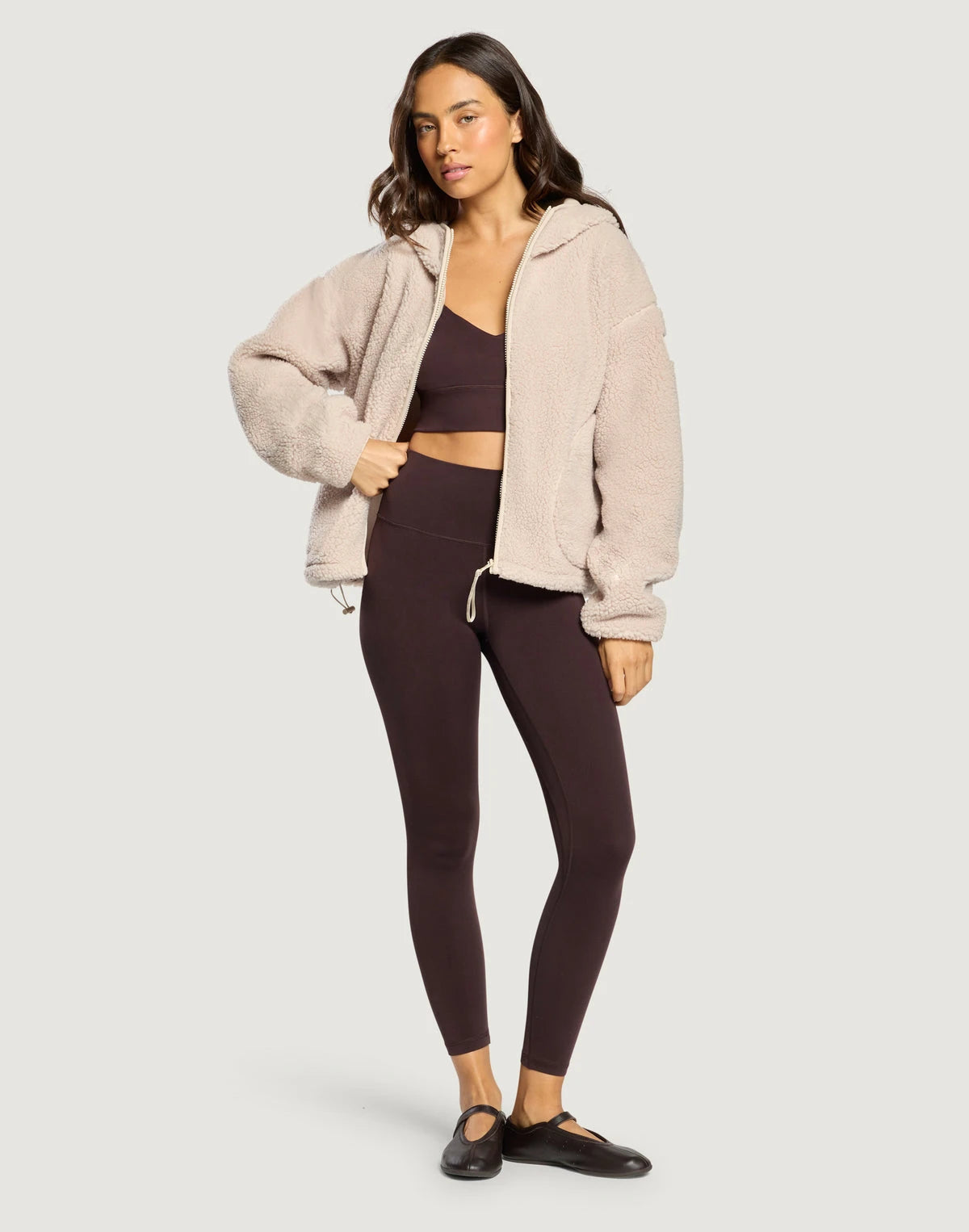 Gym + Coffee Women's Industry Fleece Hooded Full Zip in Natural