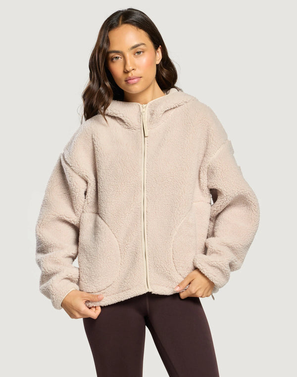 Gym + Coffee Women's Industry Fleece Hooded Full Zip in Natural