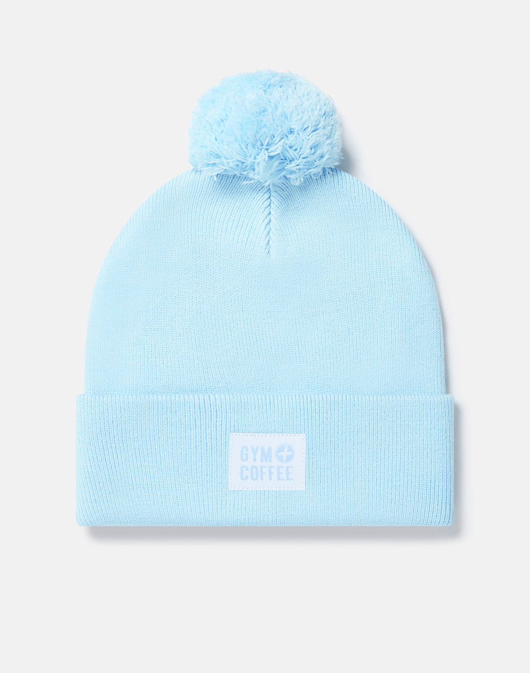 Gym + Coffee Knit Bobble Beanie Baby Blue