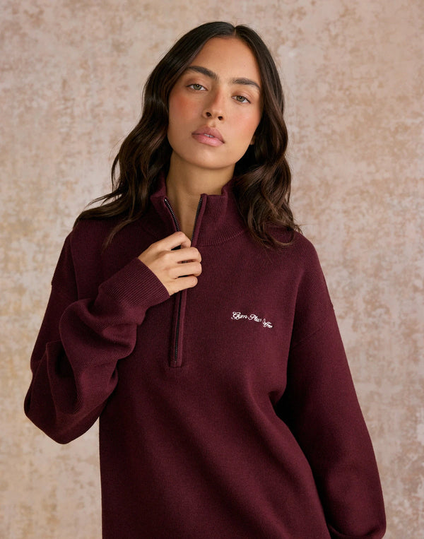 Gym + Coffee Knit Half Zip in Fig