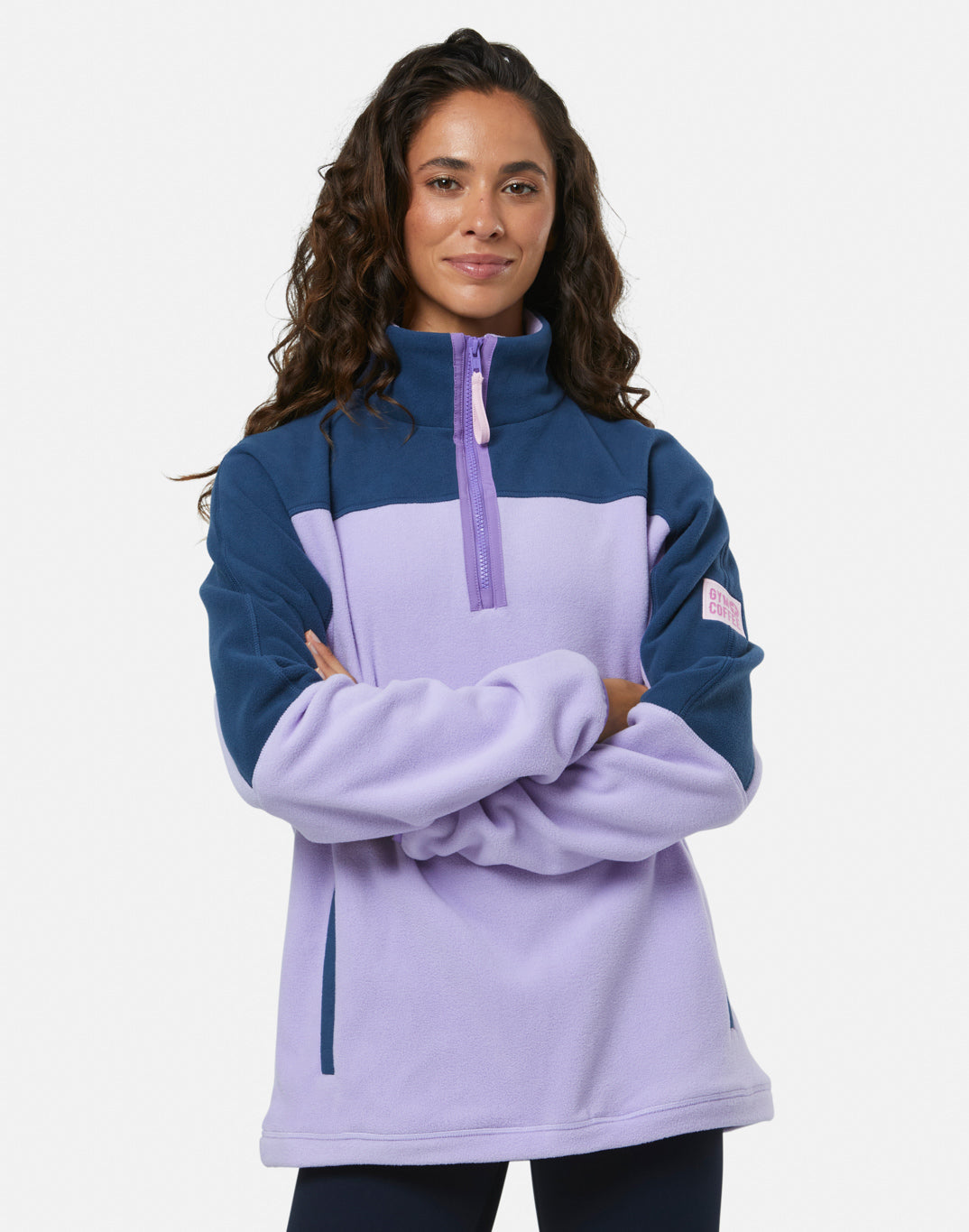 Gym + Coffee Half Zip Polar Fleece U Lilac