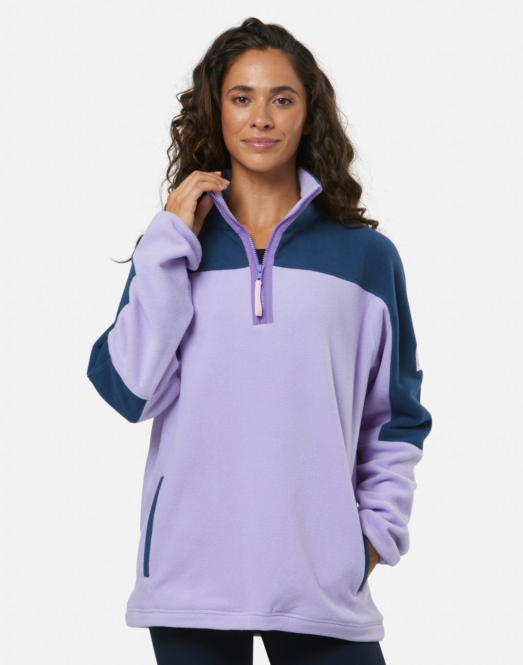 Gym + Coffee Half Zip Polar Fleece U Lilac