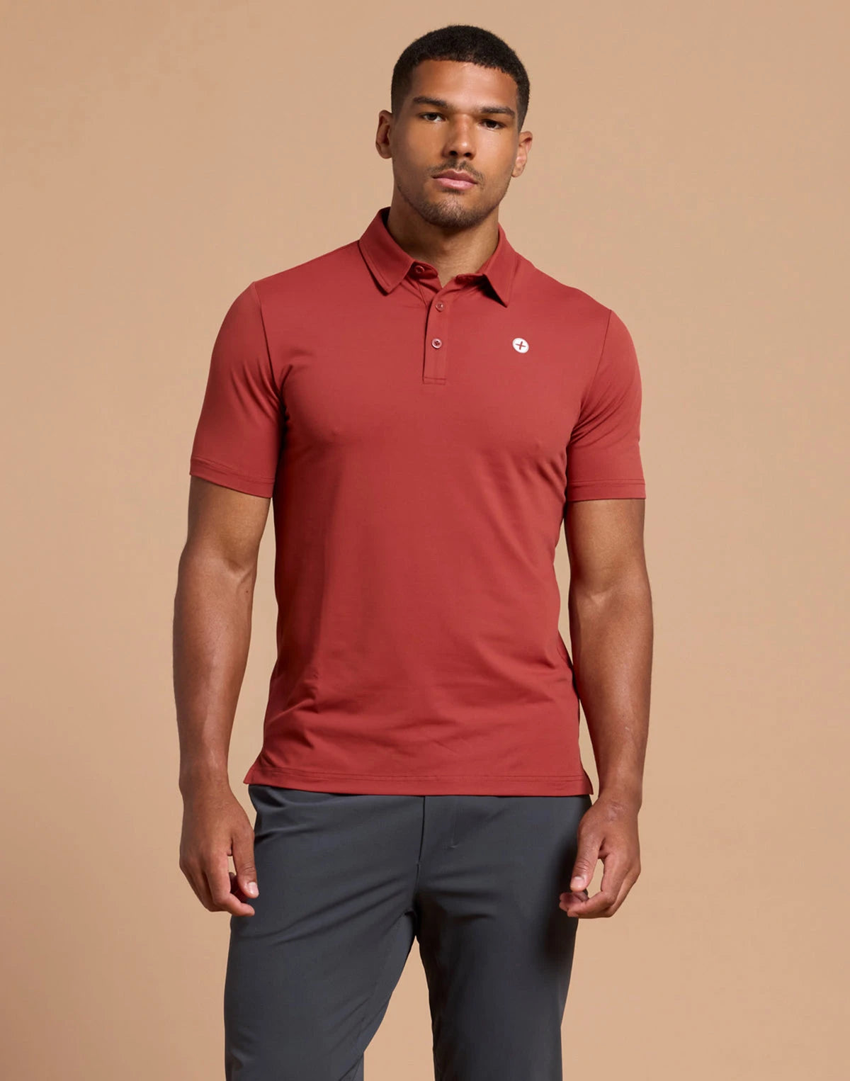 Gym + Coffee Polo Tee Men's in Rust