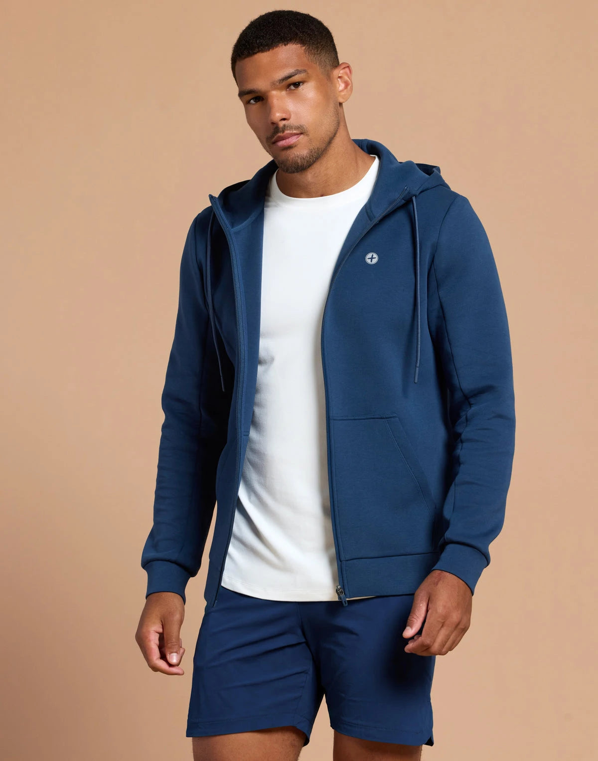 Gym + Coffee Men's Relentless Zip Hoodie in Petrol Blue