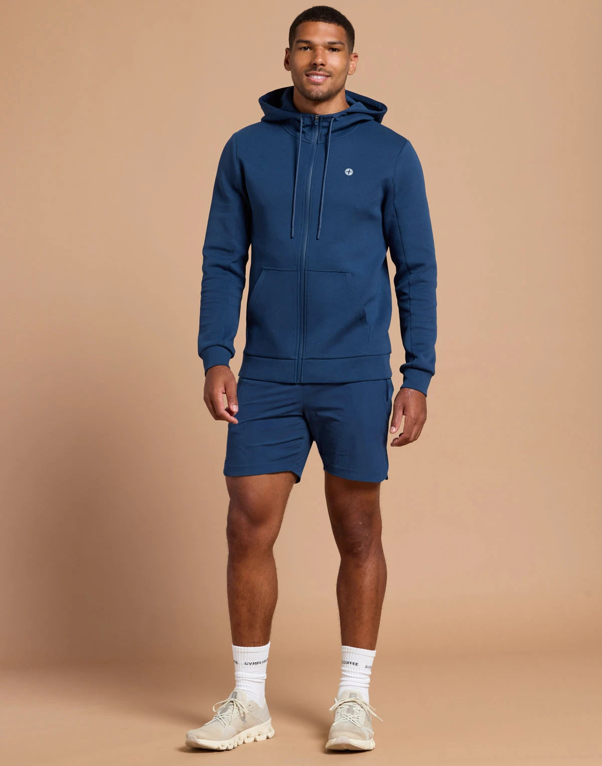 Gym + Coffee Men's Relentless Zip Hoodie in Petrol Blue