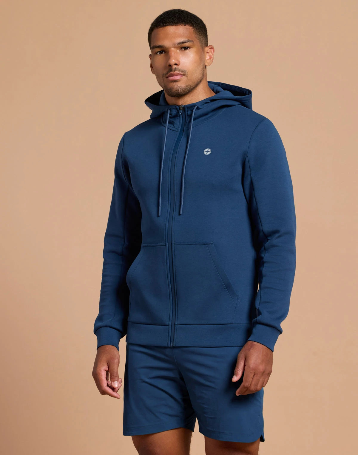 Gym + Coffee Men's Relentless Zip Hoodie in Petrol Blue