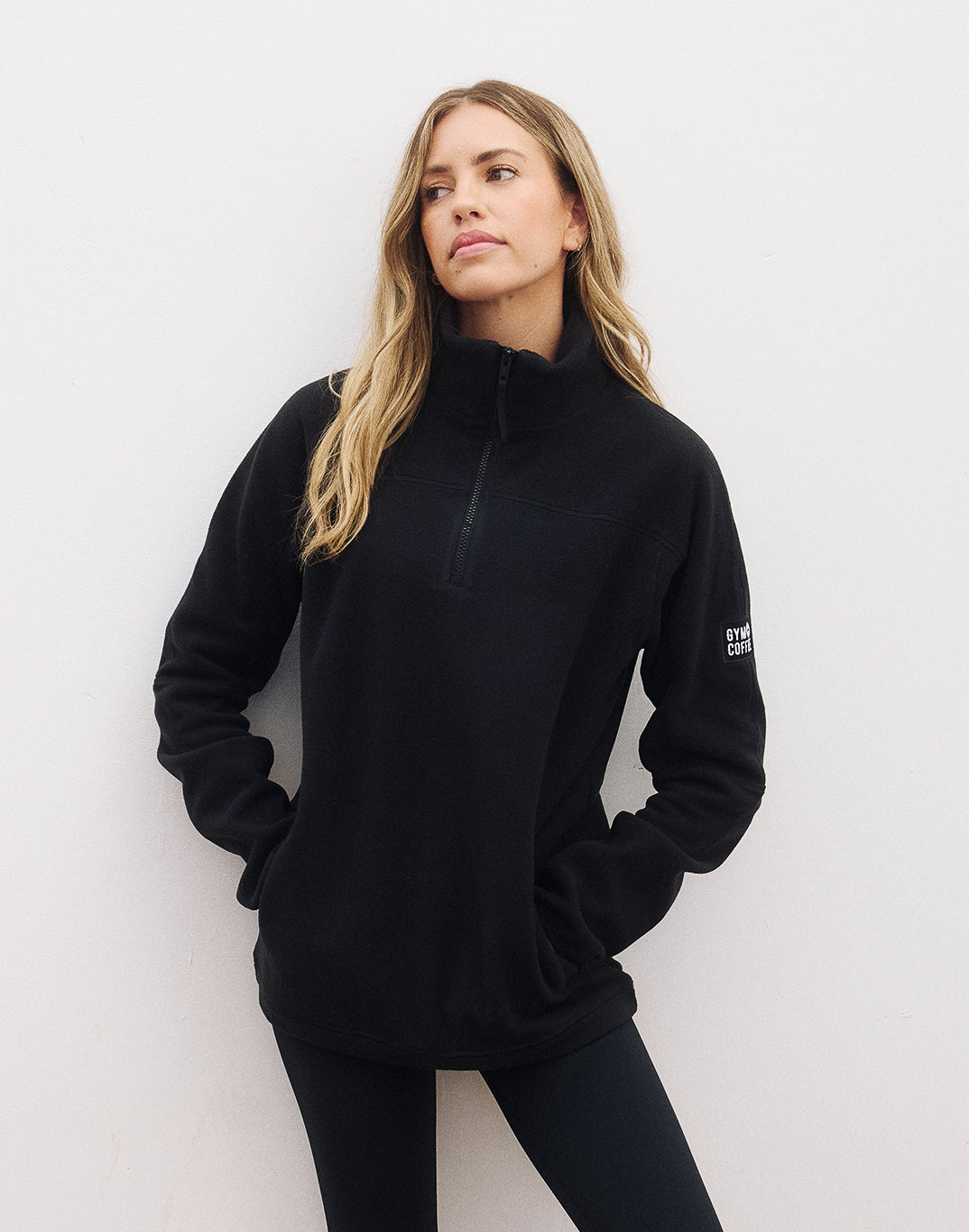 Gym + Coffee Half Zip Polar Fleece U Black