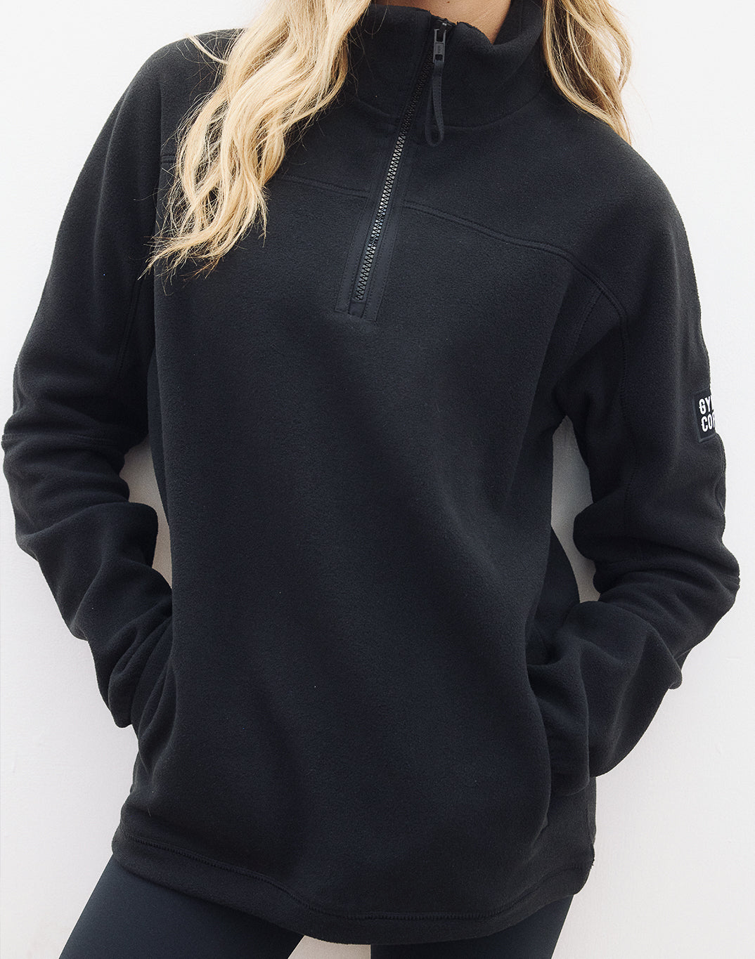 Gym + Coffee Half Zip Polar Fleece U Black