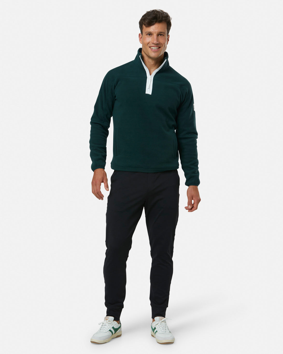 Gym + Coffee Half Zip Polar Fleece Unisex Moss Green