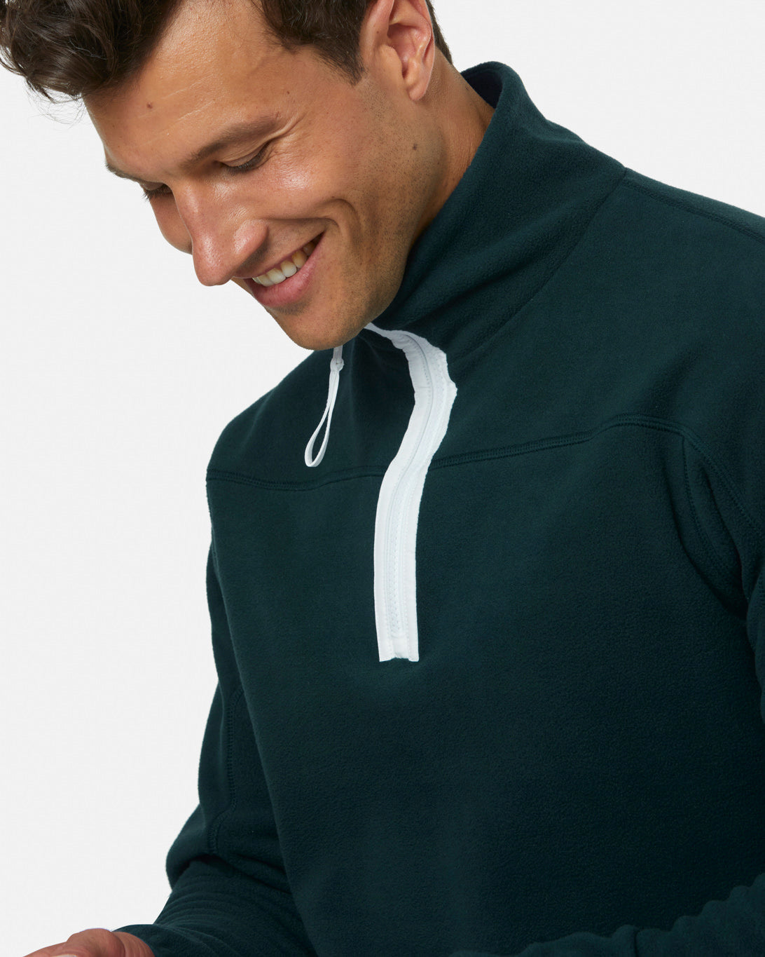 Gym + Coffee Half Zip Polar Fleece Unisex Moss Green