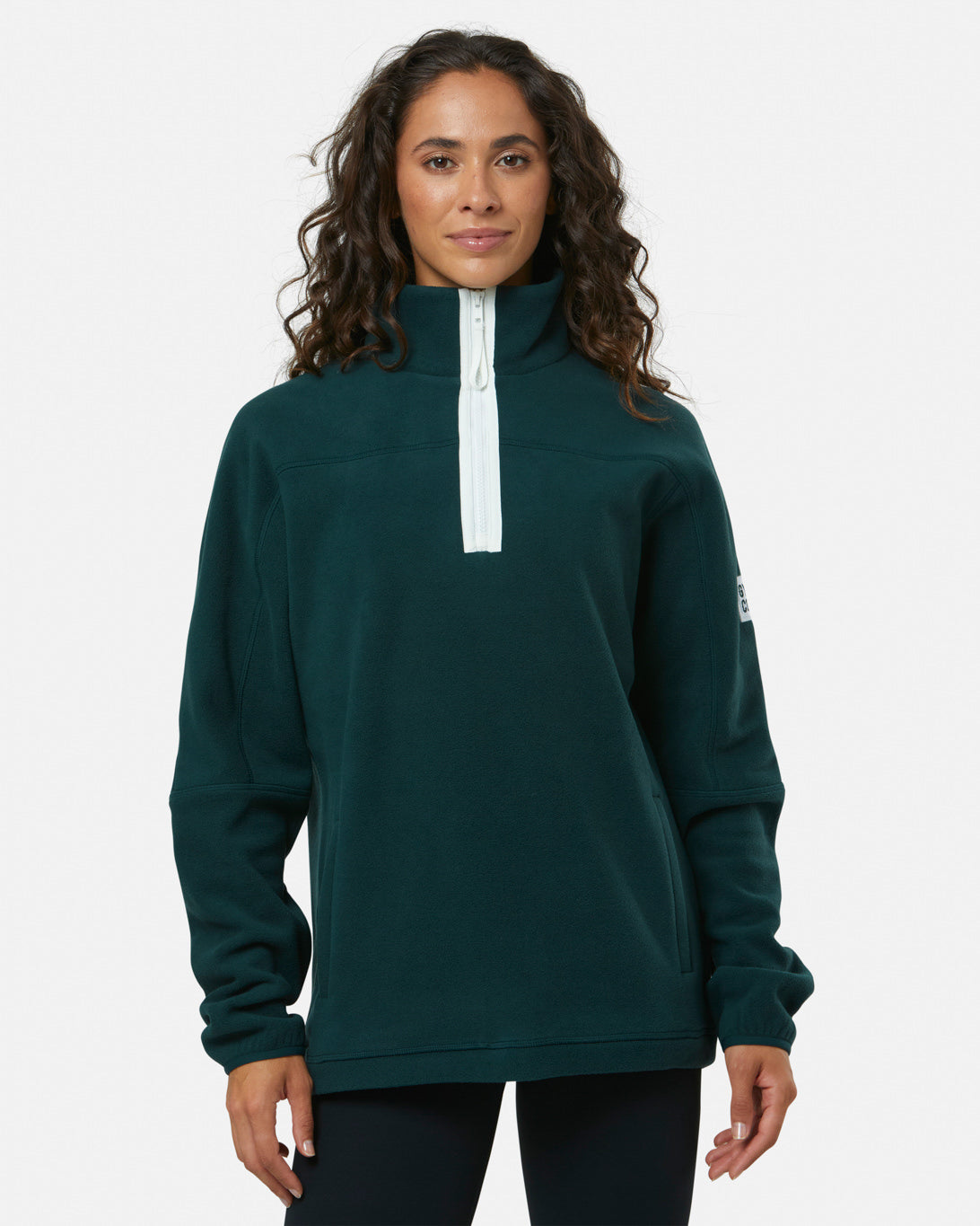 Gym + Coffee Half Zip Polar Fleece Unisex Moss Green