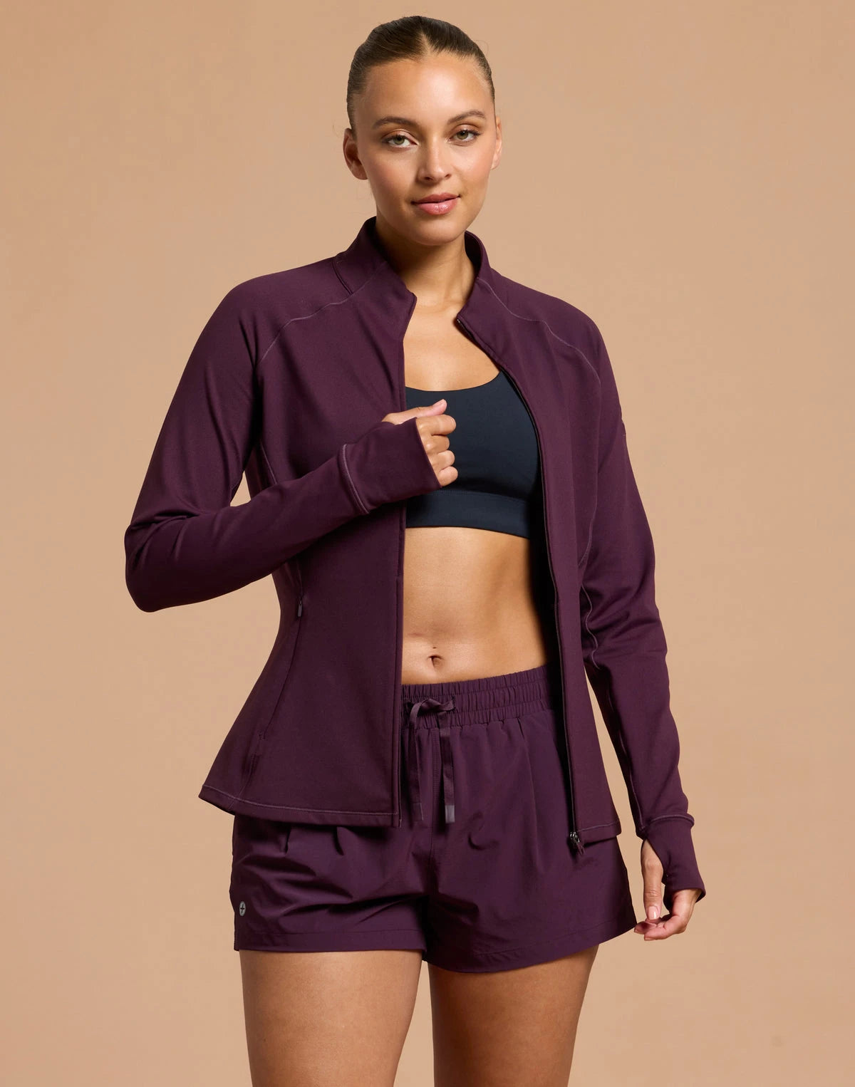 Gym + Coffee Relentless Full Zip Women's in Grape Noir