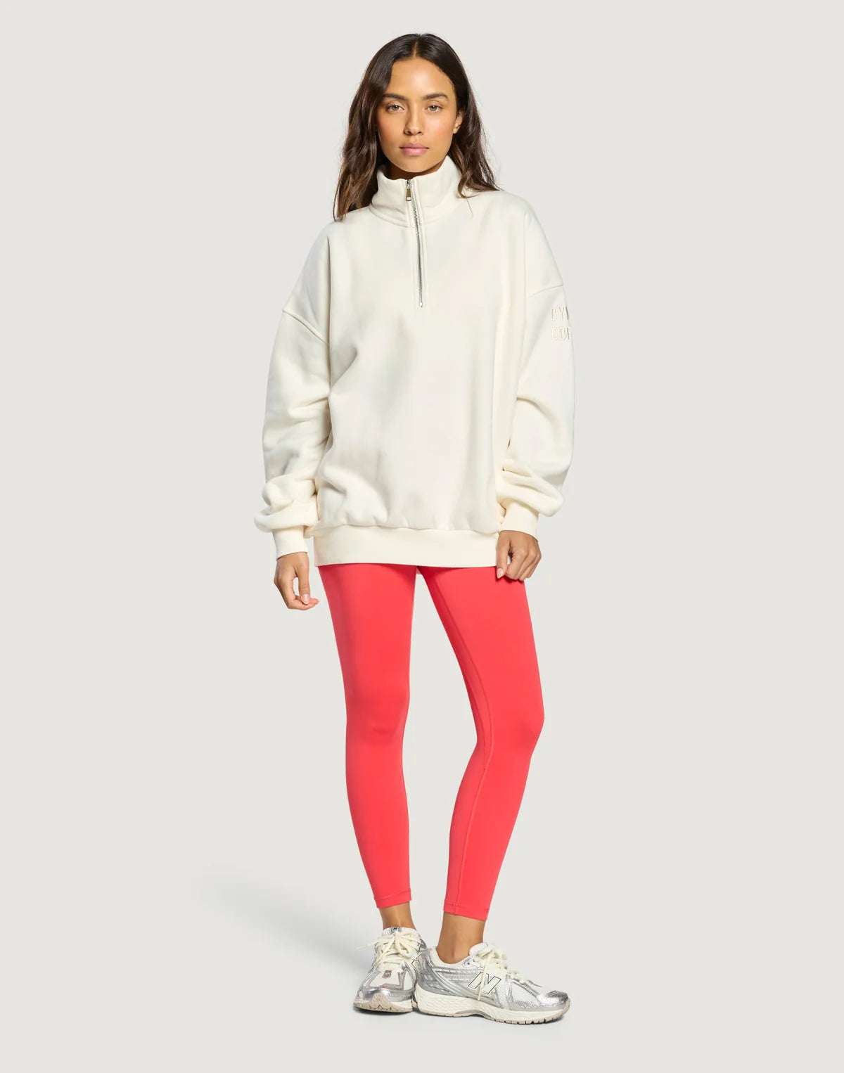 Gym+ Coffee Women's Sierra Half Zip Sweatshirt in Warm White
