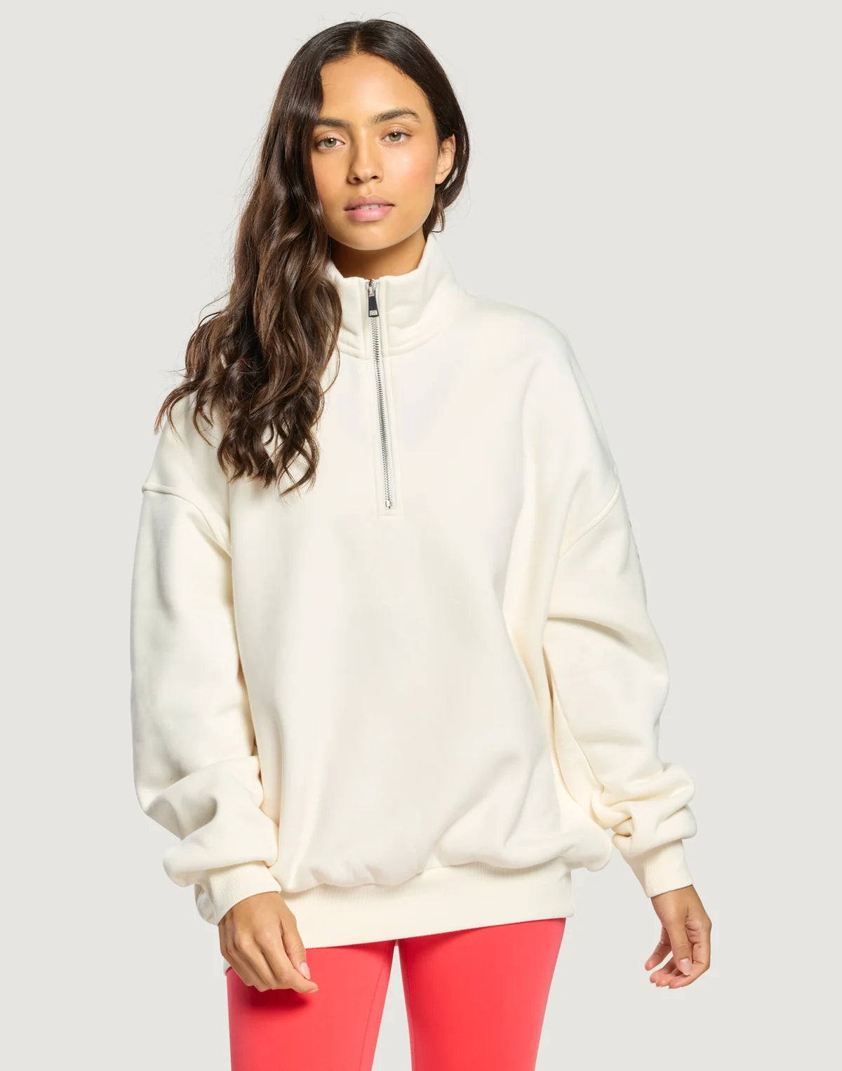 Gym+ Coffee Women's Sierra Half Zip Sweatshirt in Warm White