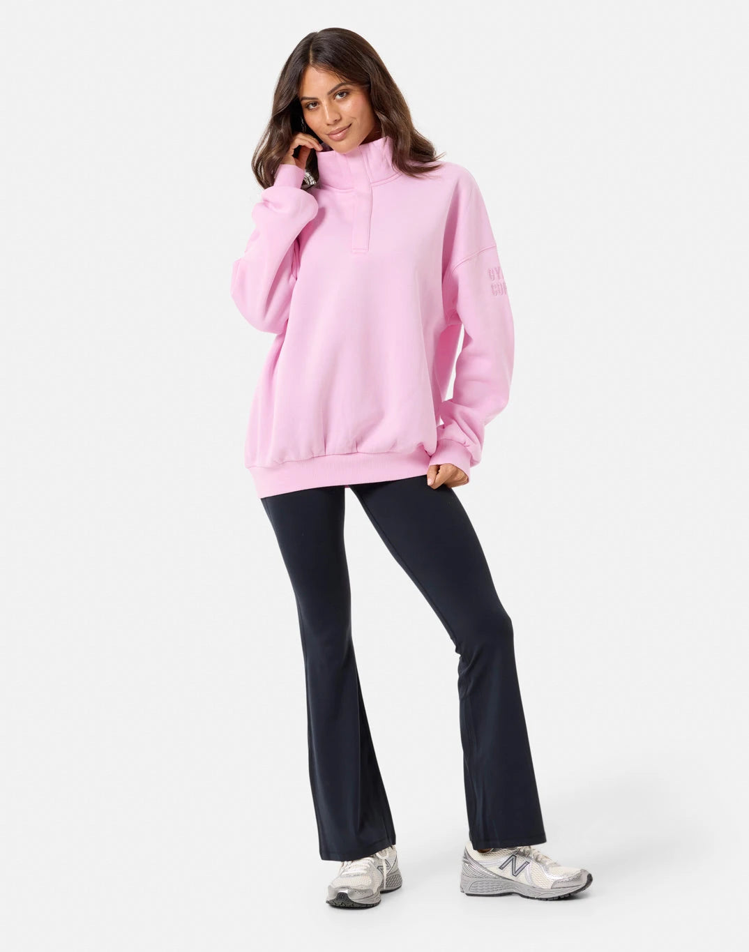 Gym + Coffee Women's Daily Snap Collar Sierra Sweatshirt in Ballet Pink