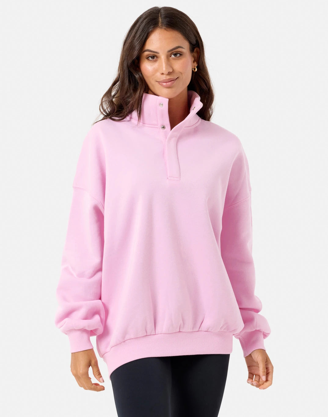 Gym + Coffee Women's Daily Snap Collar Sierra Sweatshirt in Ballet Pink