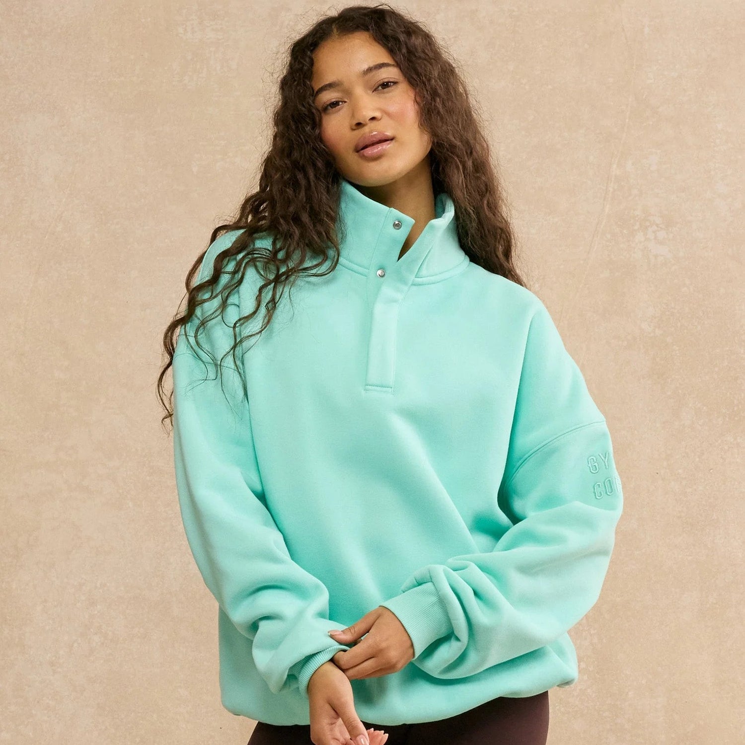 Gym + Coffee Snap Collar Sierra Sweatshirt U Peppermint