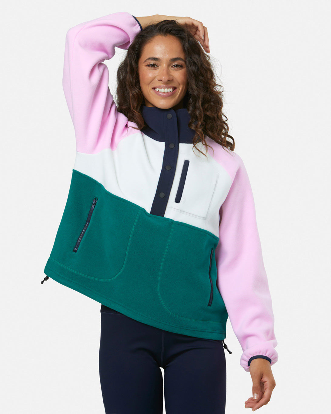 Gym + Coffee Snap Polar Fleece W Baby Pink