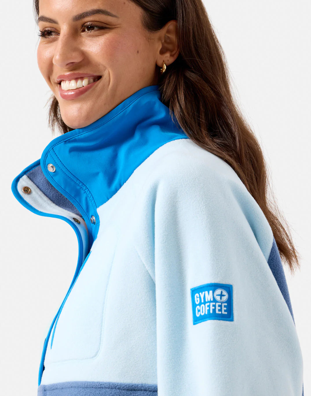 Gym + Coffee Snap Polar Fleece W Oasis Blue