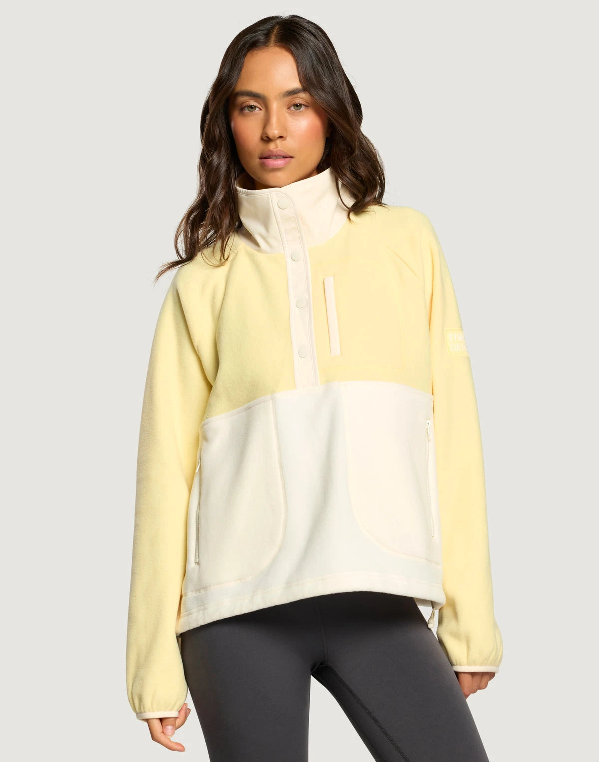 Gym + Coffee Snap Polar Fleece Women's in Pale Vanilla
