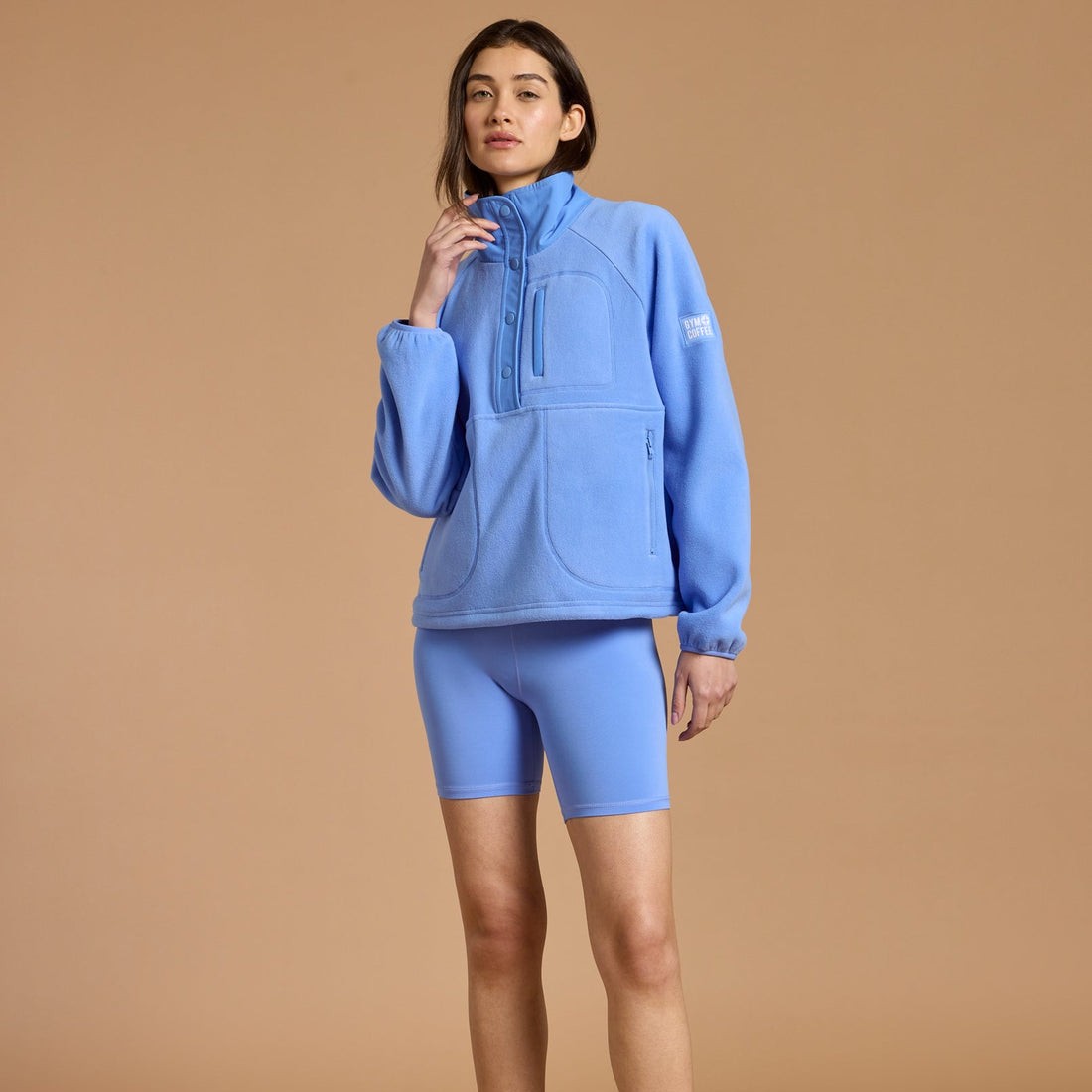 Gym + Coffee Snap Polar Fleece W Periwinkle Blue