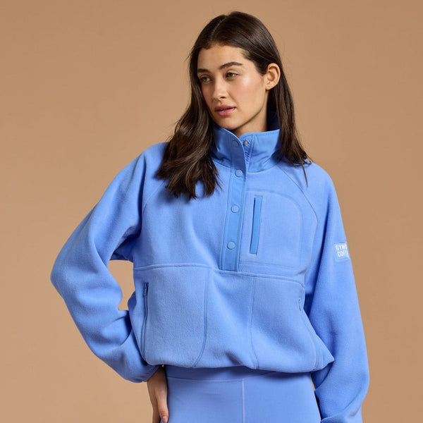 Gym + Coffee Snap Polar Fleece W Periwinkle Blue
