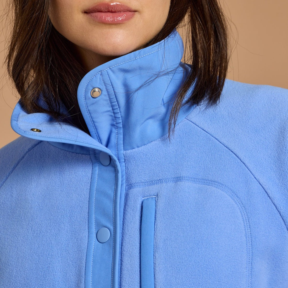 Gym + Coffee Snap Polar Fleece W Periwinkle Blue