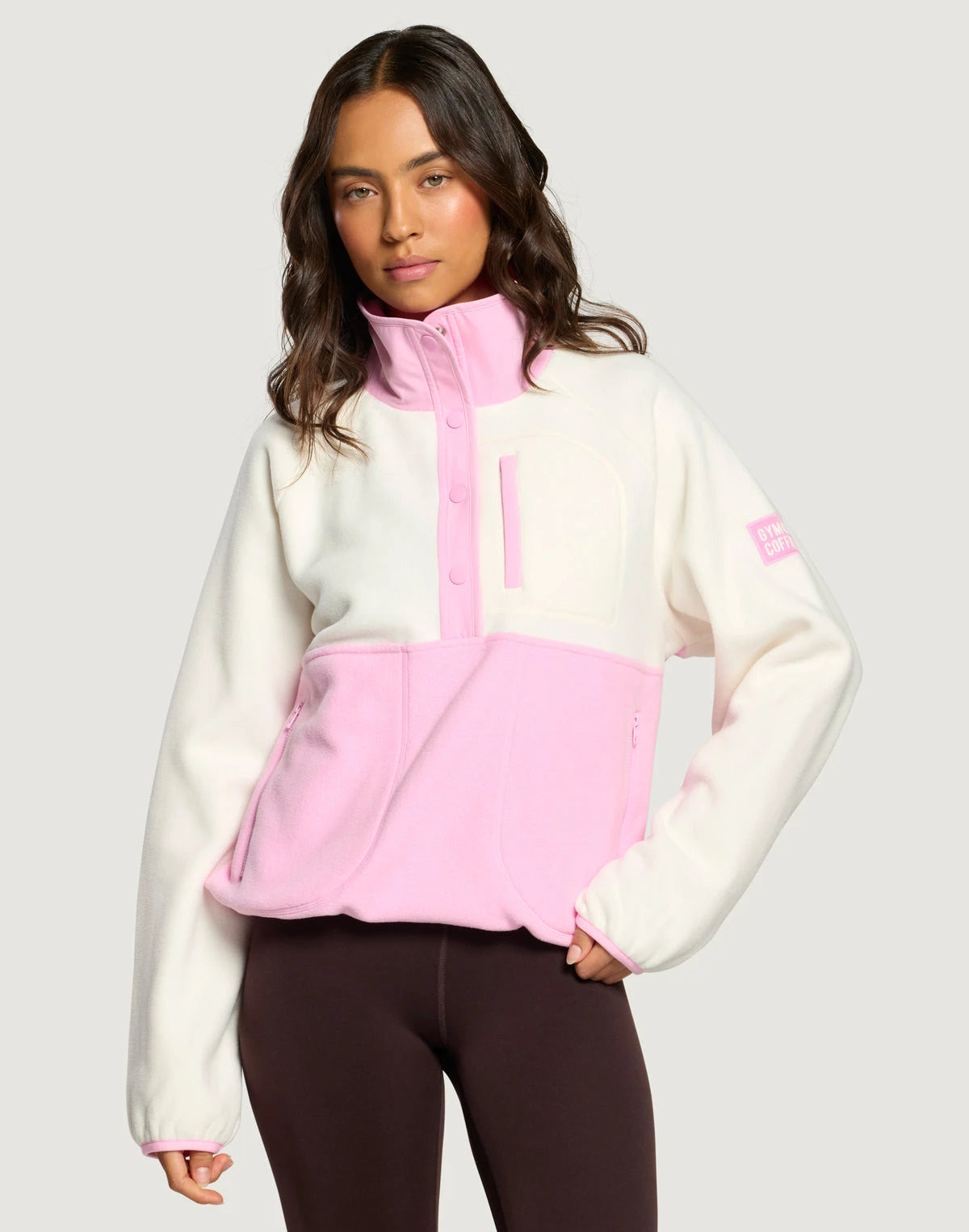 Gym + Coffee Snap Polar Fleece Women's in Pink Blossom