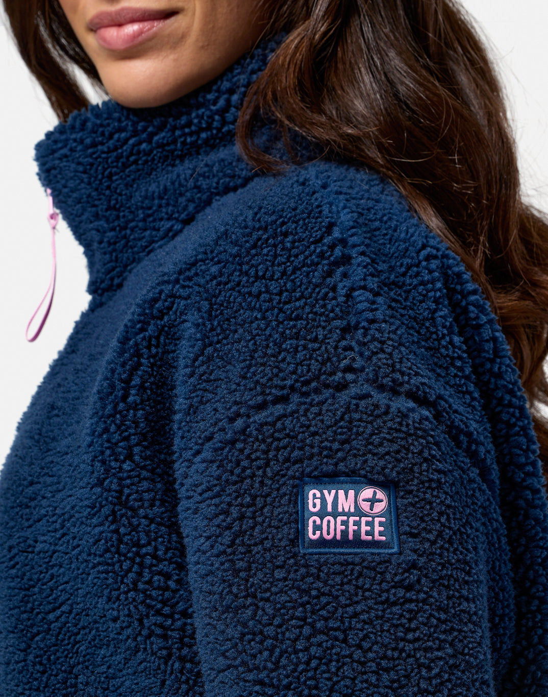 Gym + Coffee Industry Fleece High Collar Jacket W Petrol Blue