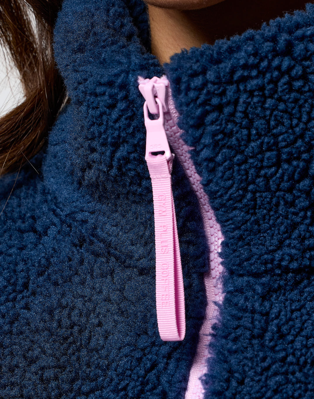 Gym + Coffee Industry Fleece High Collar Jacket W Petrol Blue