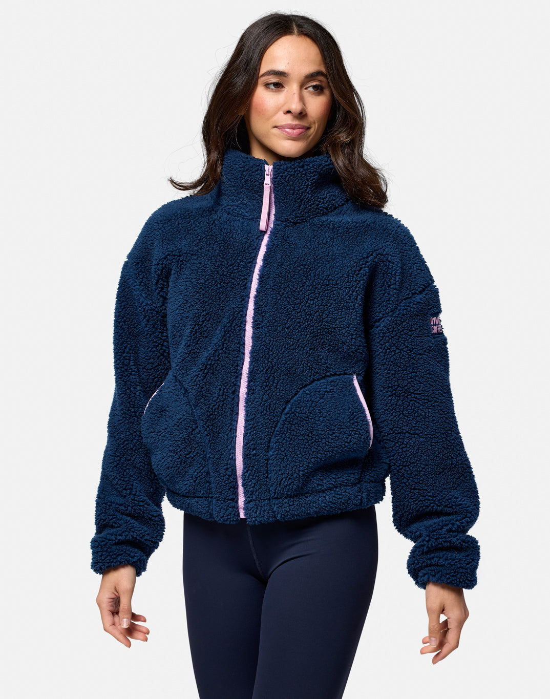 Gym + Coffee Industry Fleece High Collar Jacket W Petrol Blue