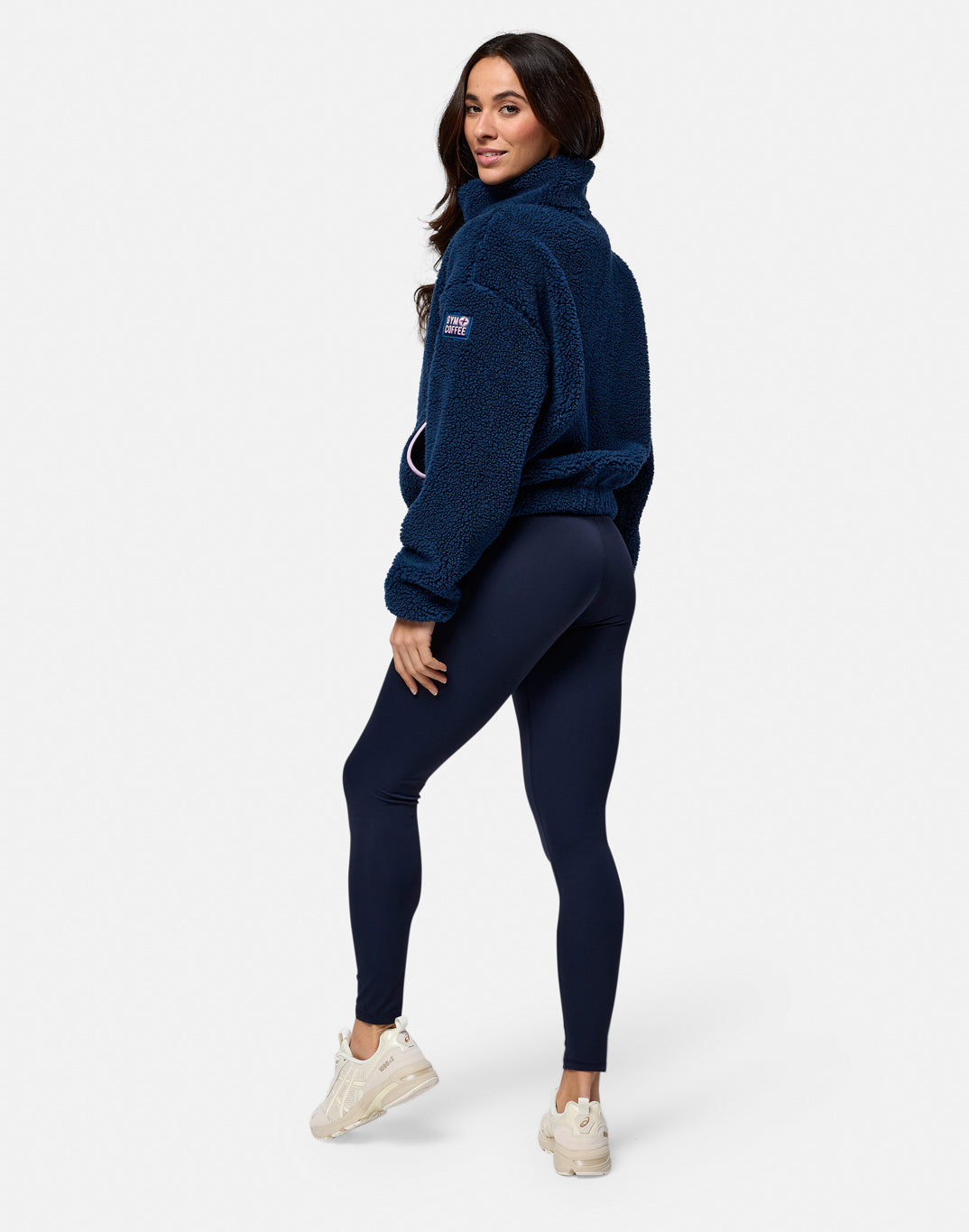 Gym + Coffee Industry Fleece High Collar Jacket W Petrol Blue