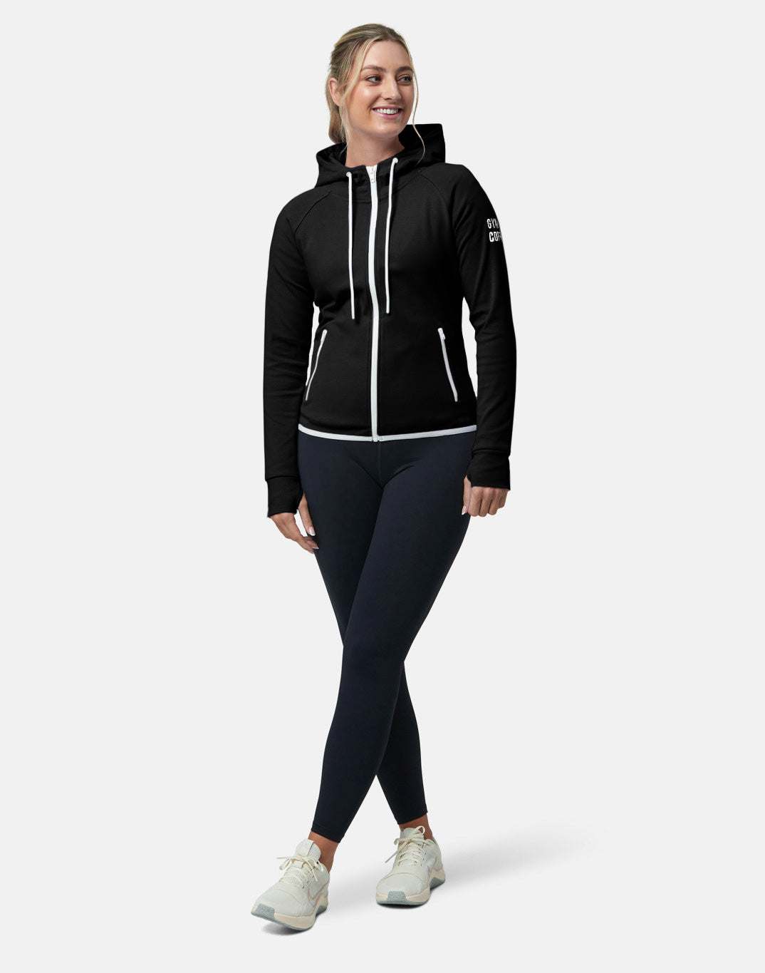 Gym + Coffee Chill Zip Hoodie W Black