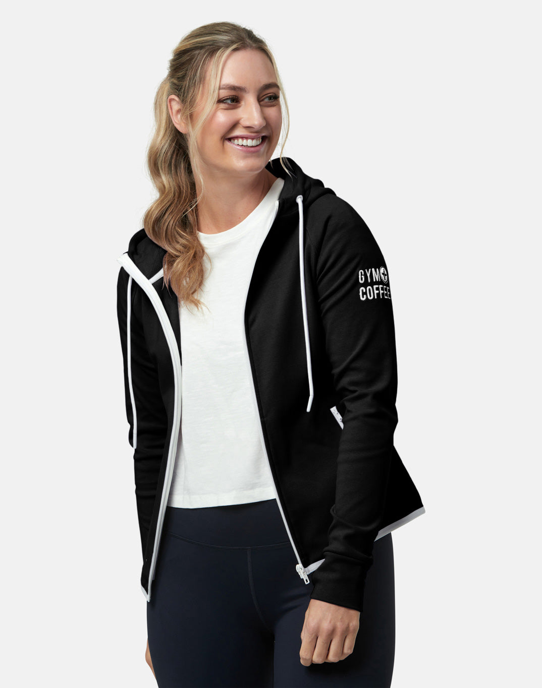 Gym + Coffee Chill Zip Hoodie W Black