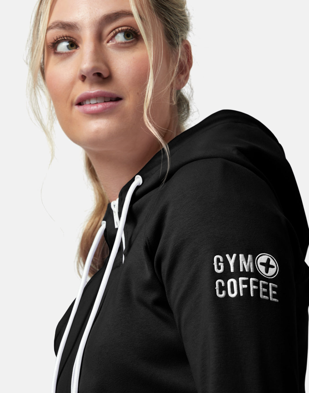 Gym + Coffee Chill Zip Hoodie W Black