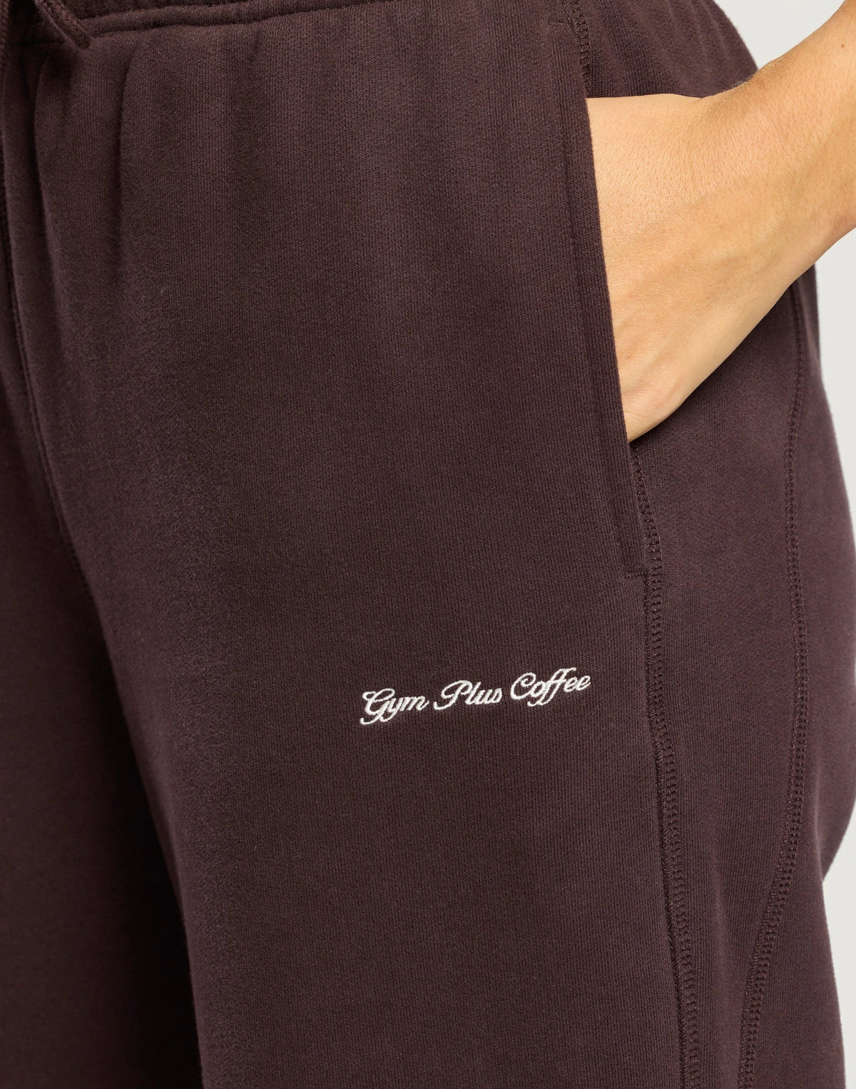 Gym+Coffee Wide Leg Jogger Women's in Mocha Bean