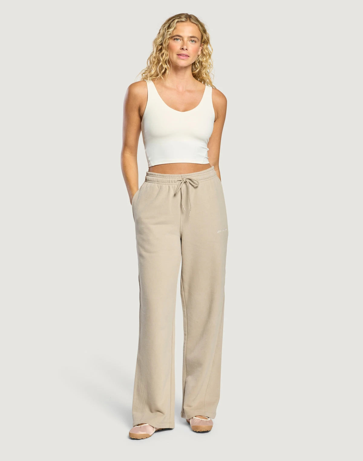 Gym+Coffee Wide Leg Jogger Women's in Rich Taupe