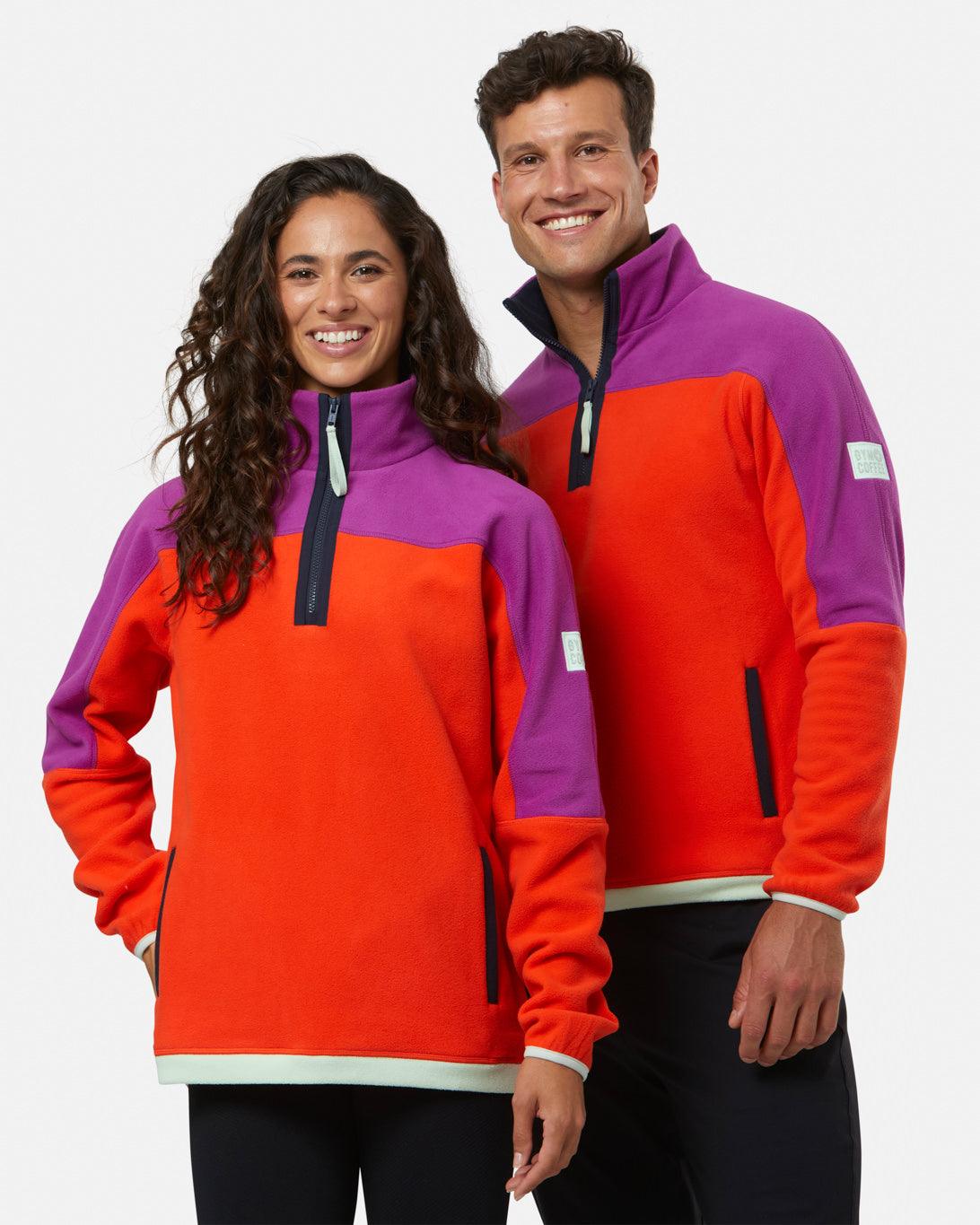Gym + Coffee Half Zip Polar Fleece U Very Berry