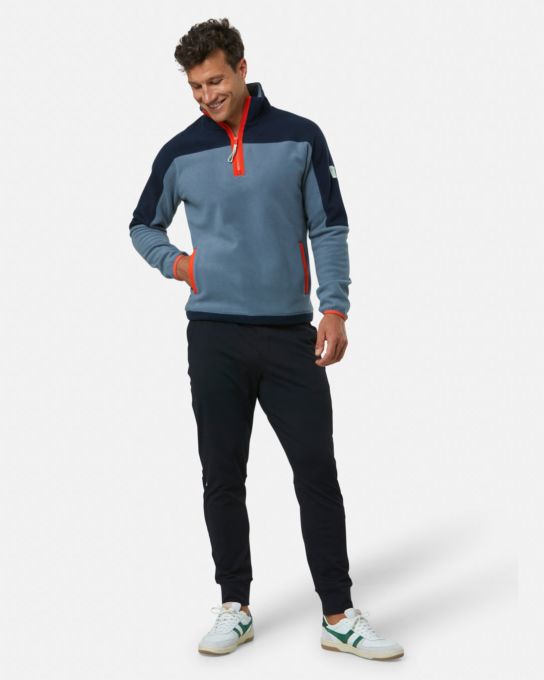 Gym + Coffee Half Zip Polar Fleece U Stone Blue