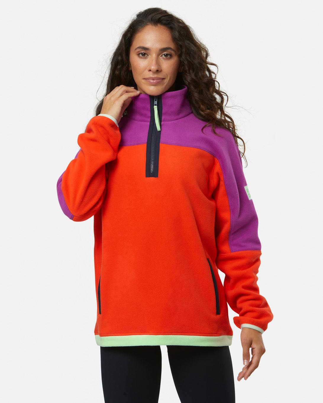 Gym + Coffee Half Zip Polar Fleece U Very Berry