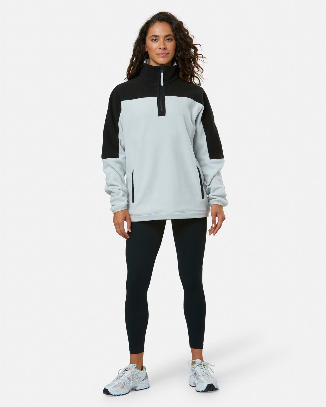 Gym + Coffee Half Zip Polar Fleece Unisex Blk/Grey