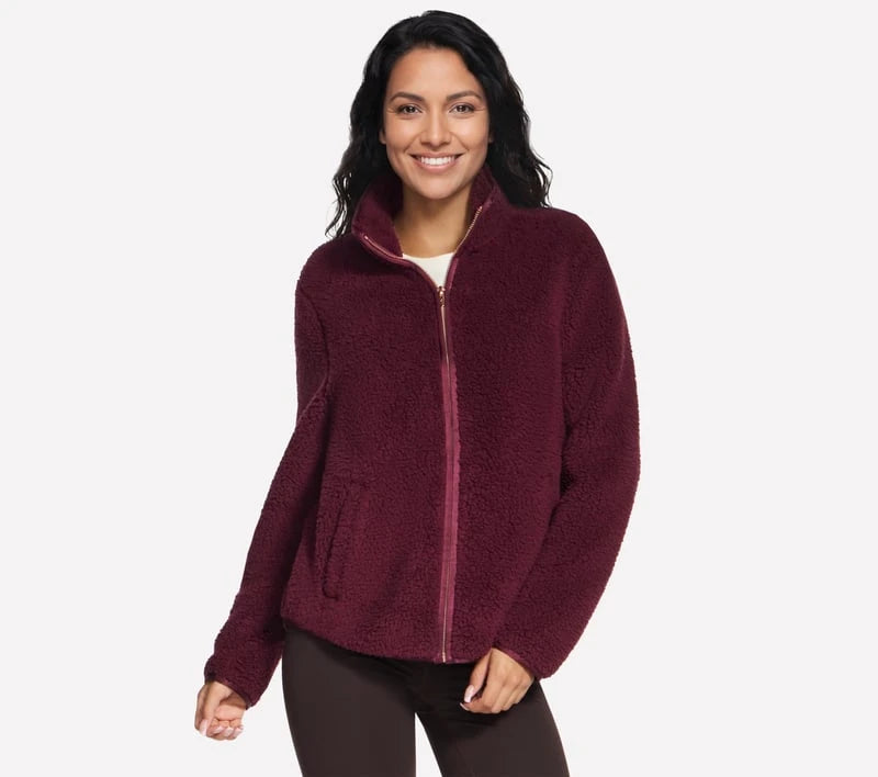 Skechers Skech-Sherpa Jacket Women's - Burgundy / Pink
